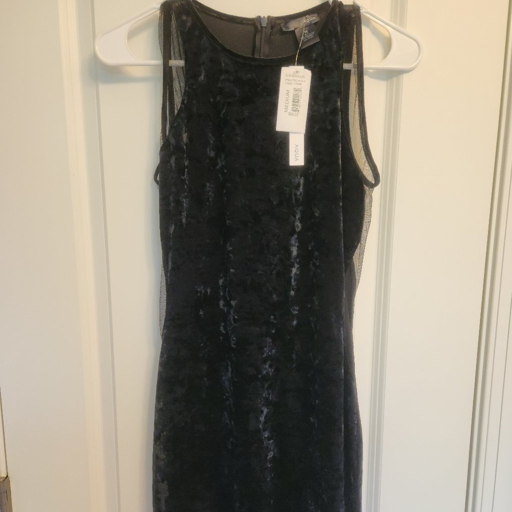 Aqua Velour and Mesh Mini Dress- NWT Size M